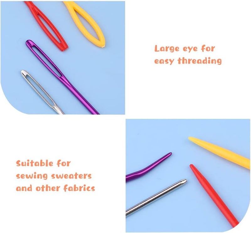 Bupete Yarn Needle Set, Bent Tapestry Needles, Plastic Large Eye Sewing Needles, Large-Eye Blunt Needles Crafting Knitting Stringing Needles with Storage Box and Needle Threader for Knitting Crochet - Image 3